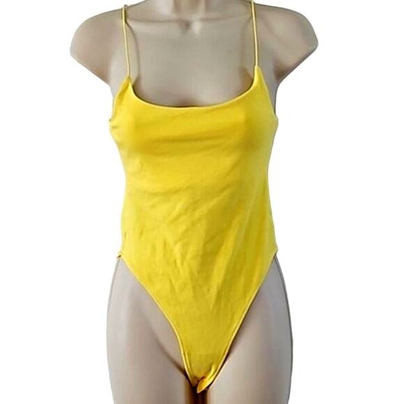 Zara Yellow Spaghetti Strap Bodysuit - Thong Style, Size Small, NWT - Picture 3 of 8